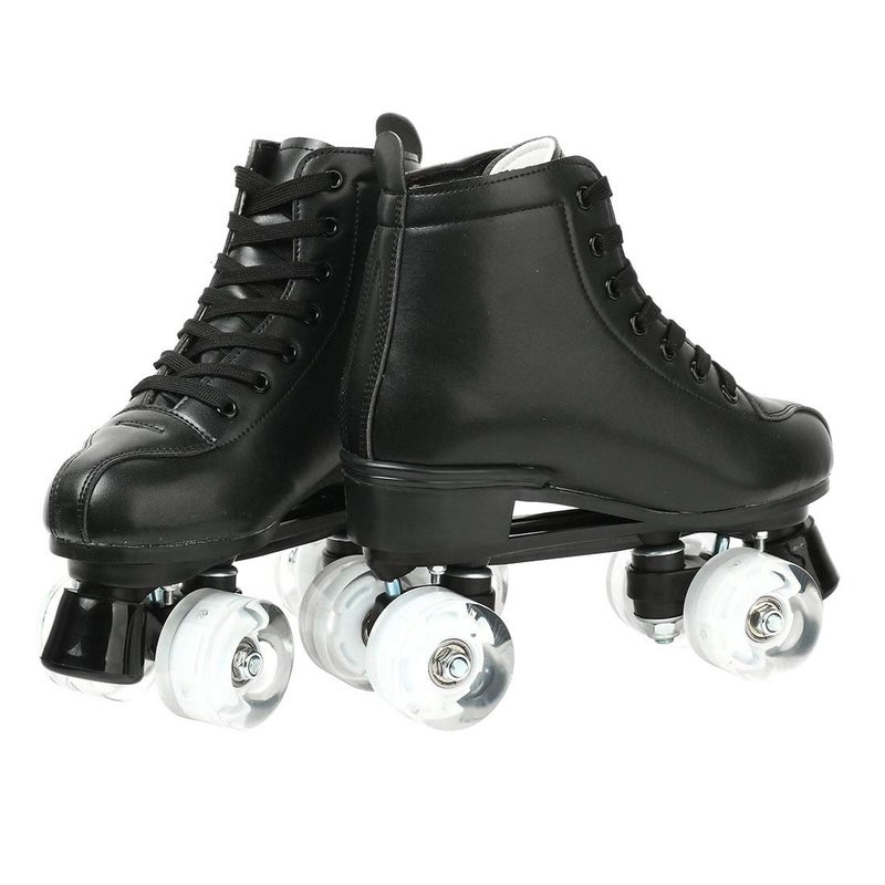 XUDREZ Classic Roller Skates High-Top Double-Row Leather Roller Skates for Women and Men (Black, M:8.5 W:10) - Image 3